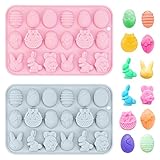 WUERKIYA Ostern Silikon Schokoladenformen 2 Stück Silikonform Schokoladenform Silikon Ostern Eier Formen Silikon Hase Kaninchenkopf Formen für DIY Schokolade Backen Kuchen Schokolade