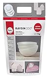 RAYHER HOBBY Rayher 3699000 Raysin 200 Gießpulver 1kg, Gießmasse weiß, Reliefgießpulver, lufthärtend und geruchslos, 1 Kg