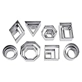 Mini Geometrische Cookie Keks Ausstecher Set, 24 Stücke Metall Ausstechformen Set Einfacher Rand Geometrische Formen Mini Schneider, DIY Tools für Backen, Weihnachten von VOARGE (Rechteck) (Octagon)