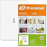 Printation Universal Klebeetiketten 210 x 297 mm weiß bedruckbar - 25 DIN A4 Bogen à 1x1 210x297 Etiketten selbstklebend A4 / Labels - selbstklebendes Papier A4-1 Etikett pro Blatt - 3478 6119 4631