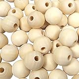 TOAOB 100 Stück 20mm Holzperlen Runde Natürliche Lose Spacer Perlen für DIY Schmuck Herstellung